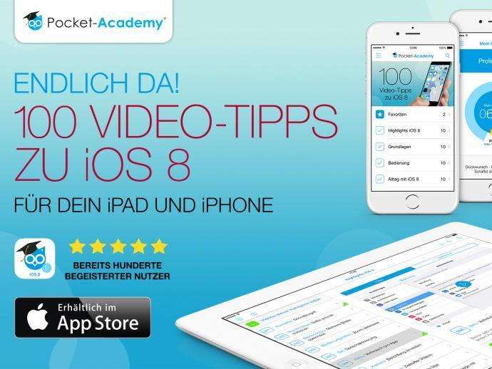 Aplikacja objaśniająca 100 porad wideo dla systemu iOS 8 rozszerzono o 33 sprytne sztuczki: 50% zniżki na zakup w aplikacji z kuponem